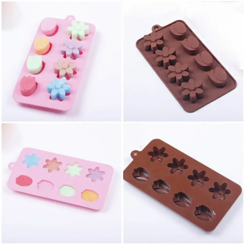 Модная форма воск 8 отверстий шоколад тюльпан Маргаритка цветок кубик льда