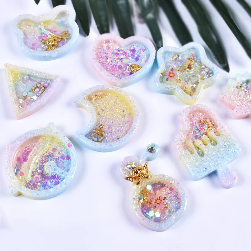 

1pc Strawberry Shaker Silicone Molds Jewelry Craft Tool Epoxy Resin Star Bear Popsicle Key Chain Charms Shiny Stuff Mould