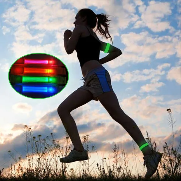 Светящиеся браслеты светодиодные ходовые огни спортивные регулируемые для