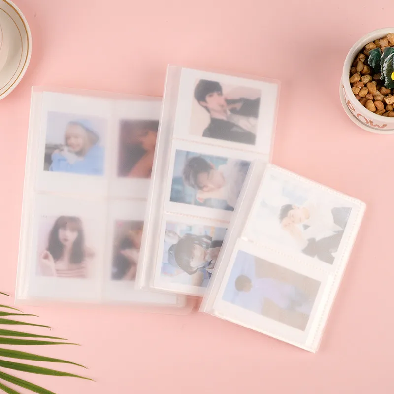 

Pure color transparent 3 inch photo album for cards photocard holder collect book korea binder wedding stamps instax mini album
