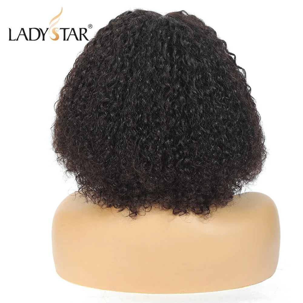 LADYSTAR афро кудрявый парик натуральные Т образные кружевные человеческие волосы