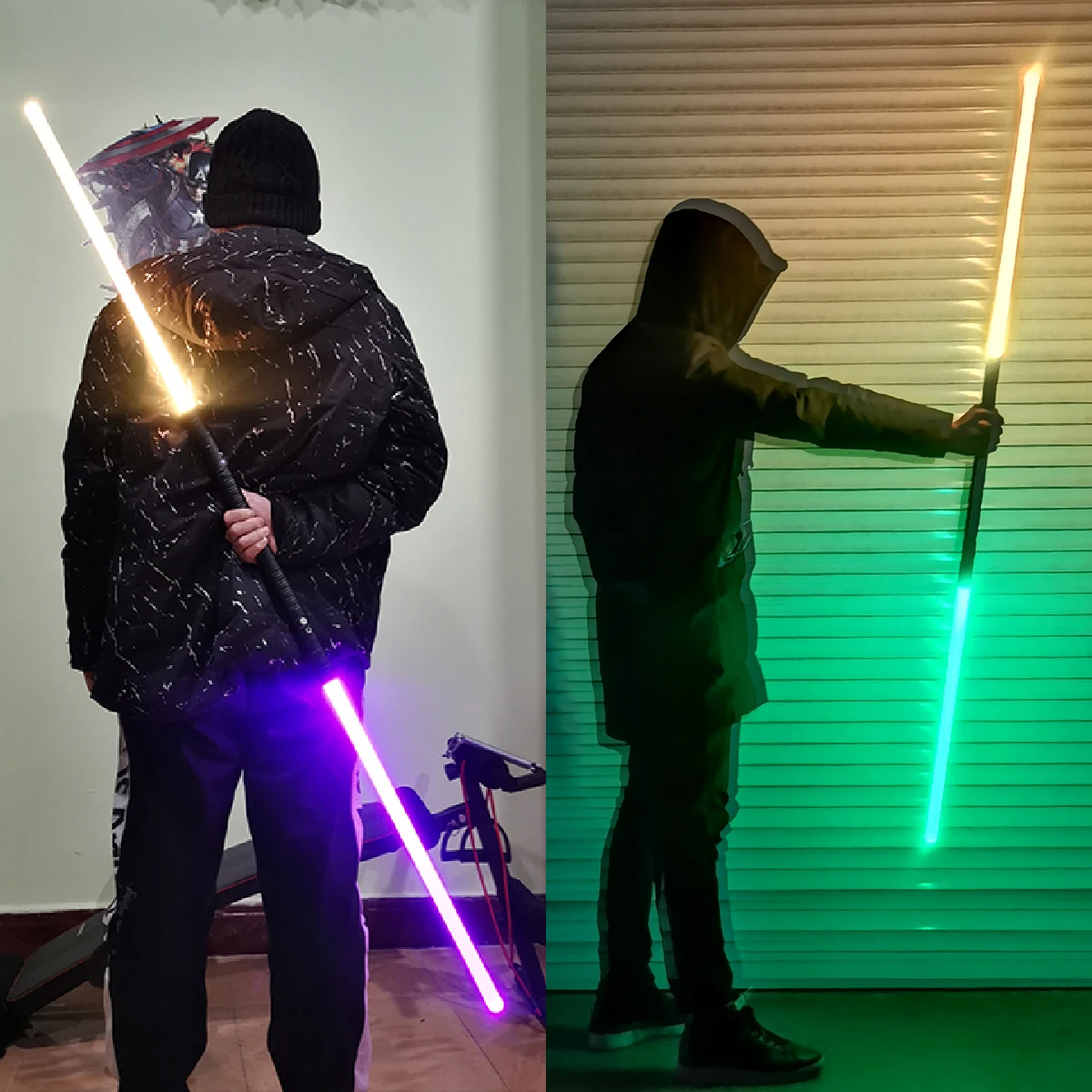 Световой меч с двойной окантовкой RGB сменный светодиодный лазерный 7 цветов