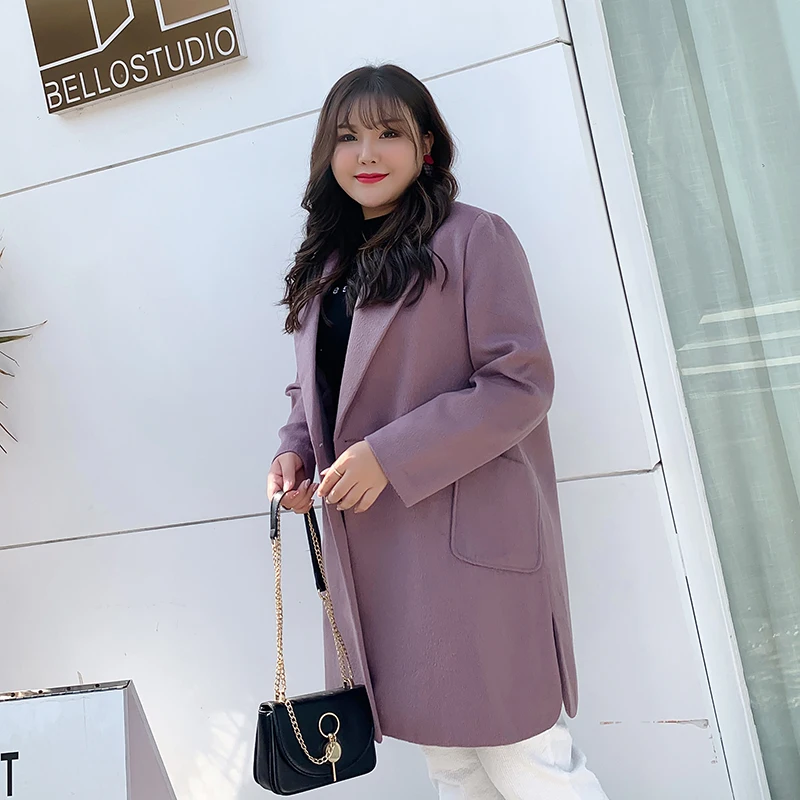 Женский шерстяной Тренч длинное пальто большого размера 5XL 6XL на осень/зиму