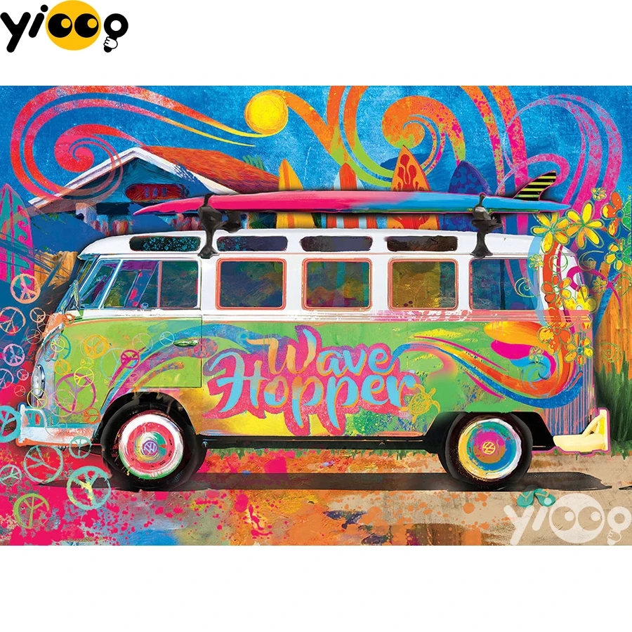 

Full Square/Round Drill Diamond Painting Cross Stitch Embroidery Beach Colored Bus Rhinestone Mosaic Home Decor Gift BX2208