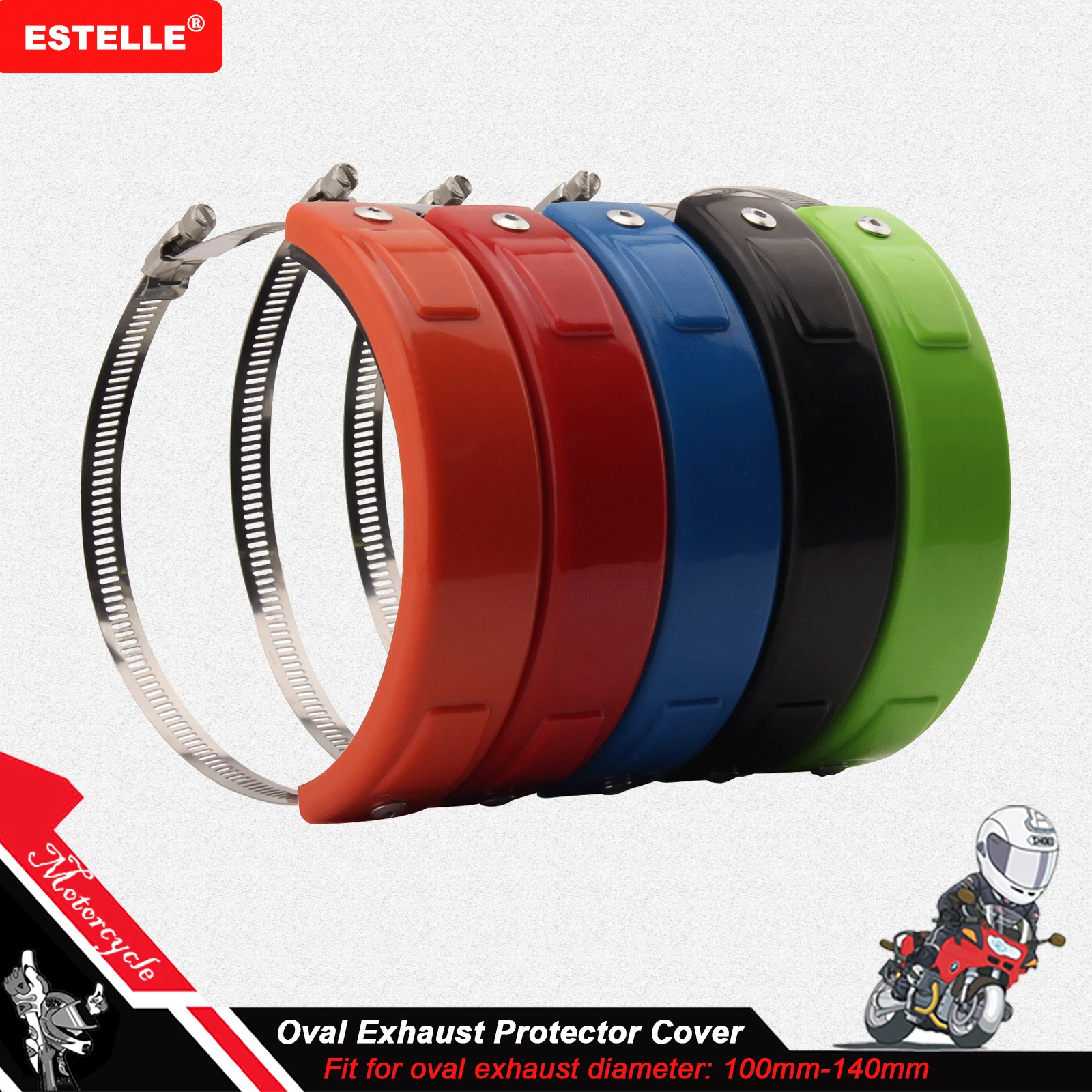 

Motorcycle Exhaust Protector Round Exhaust Guard Cover fit for 100mm-160mm oval exhaust can