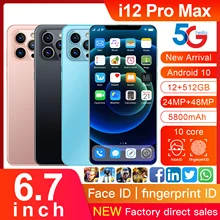 Celular I12 Pro Max 5G 5800mAh Mondial Version12GB 512 GO Smartphone 6.7 Pouces 10 D'android De Noyau de 10 Téléphone Portable boîte de Déverrouillage de Téléphone Portable 4G  (2)