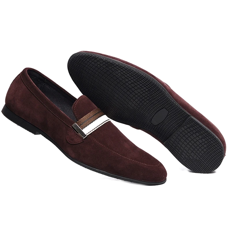 

Italian Designer Genuine Leather Man Formasl Flats Comfortable Casual Loafers Cow Suede Slip on Men's Daily Office Shoes WF136