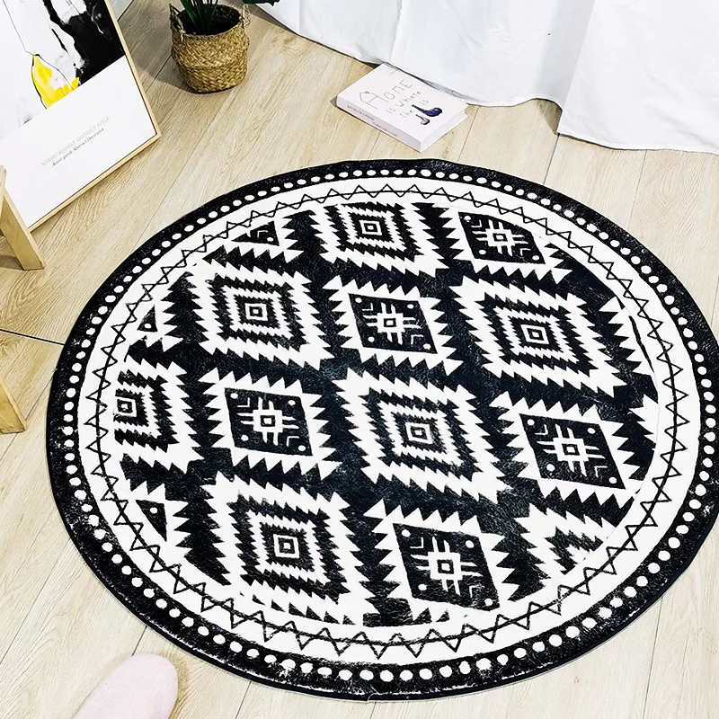 Boho Стиль круглые в полоску из мягкой шерсти пушистый ковры белый искусственный