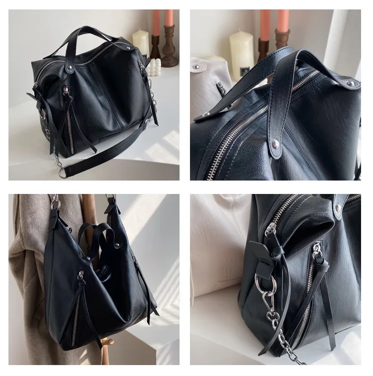 Women handbag Large Capacity Chain design ladies Shoulder bag Motorcycle pu leather female crossbody bags big totes bolsa |