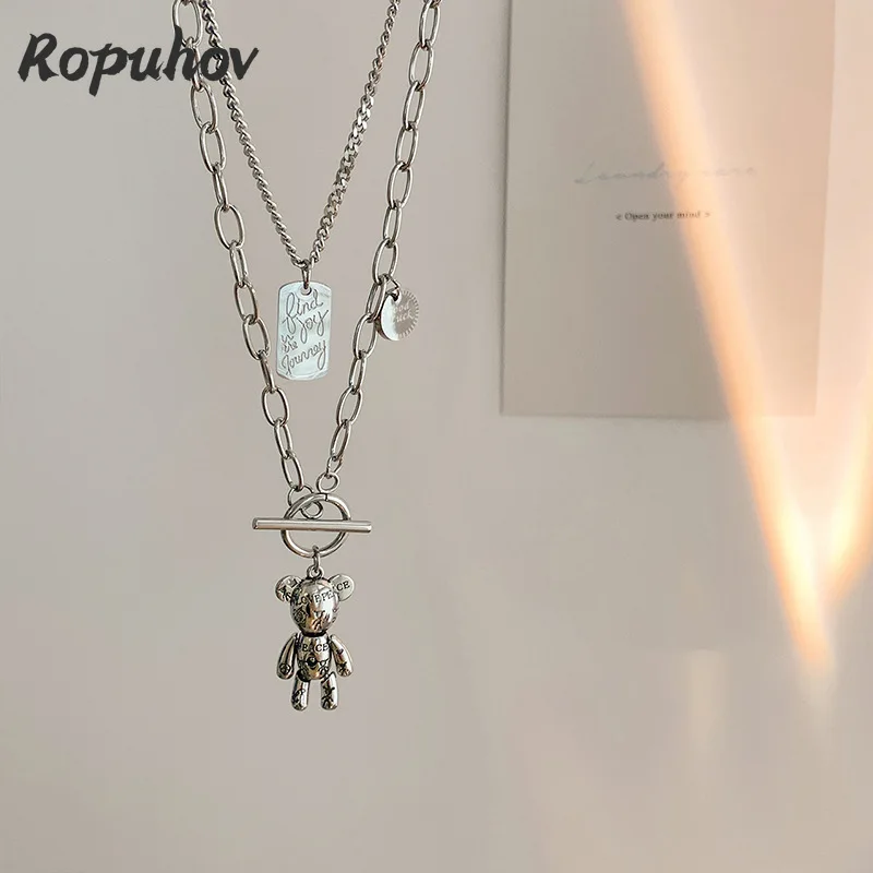 

Ropuhov 2021 New Woman Autumn Winter Alphabet Bear Pendant Necklace Fashion Sweater Chain Sweater Christmas gift