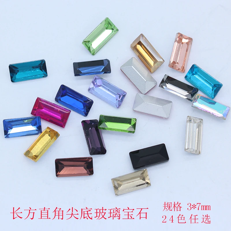 100p 3x7 мм прямоугольная заостренная задняя сторона Необычные камни Хрустальные