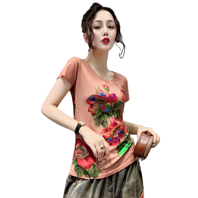 

Summer Harajuku Print T Shirt O-Neck Vintage TShirt Print Casual Short Sleeve Streetwear Women Top