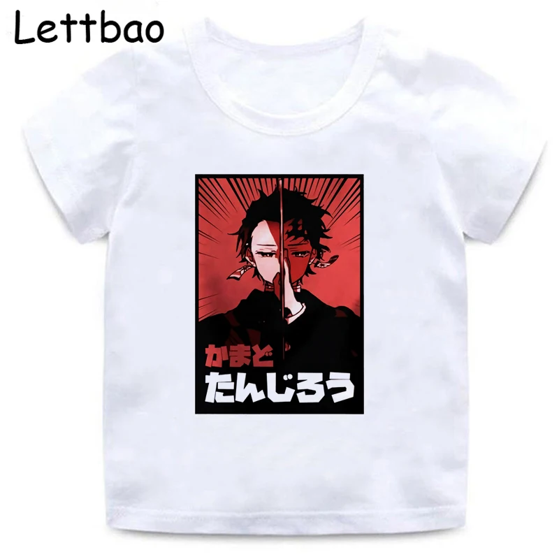 Аниме Kimetsu без Yaiba демон убийца принт детская футболка Забавный дизайн с
