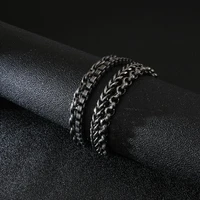 1113mm matte stainless steel double layer link chain bracelets men hip hop biker hand chain bracelet drop shipping jewelry