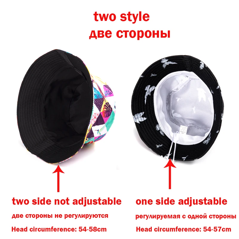 

Summer Bucket Hat Women Men duck Double Sided Fisherman hat bob Outdoor Travel Sunscreen print sun hat Fashion hip hop Panama