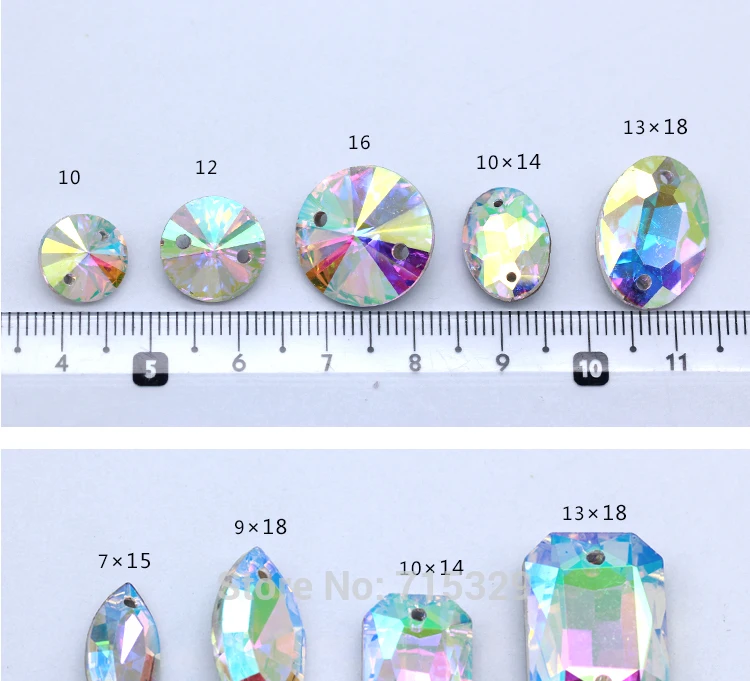 Varis shape Faceted Glass czech crystal AB pointed silver foiled back sew on diamante rhinestones 2Holes stone jewels for gament | Украшения