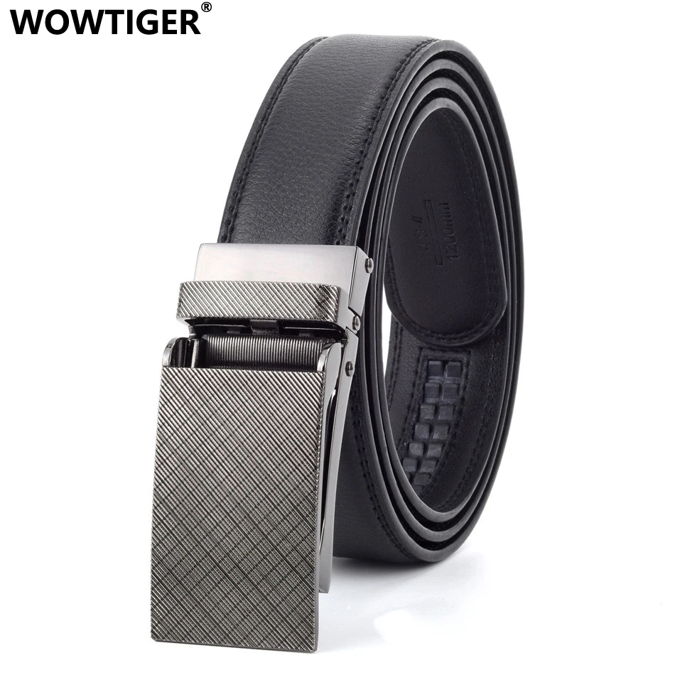 WOWTIGER, черный, 30 мм, брендовый ремень для мужчин, натуральная кожа класса люкс, ремни для мужчин, поясной ремень, Мужская металлическая Автоматическая пряжка, Ceinture Homme