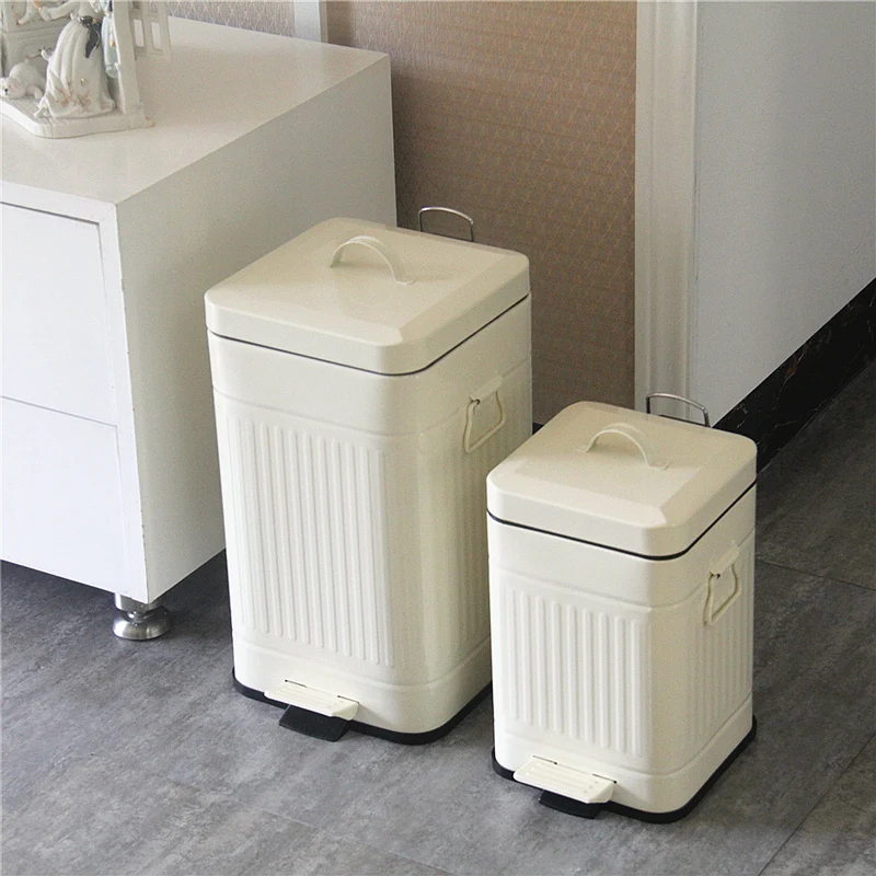 

White Waste Bin Living Room Nordic Retro Waterproof Creative Food Waste Bin Metal Kitchen Kosz Na Smieci Home Products