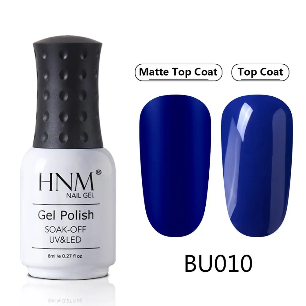 BU010 HNM Blue Purple Matte Effect Gel Nail Polish Need Matt Top Coat Base Semi Permanent UV LED Lamp Hybrid Varnishes Lacquer Gellak - Цвет: BU010