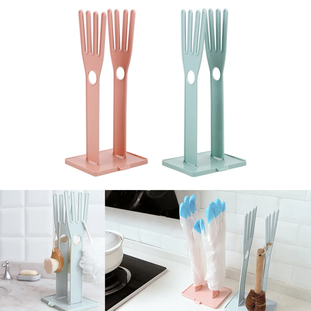 

Kitchen Rubber Gloves Rack Glove Towel Cloth Storage Rack Gloves Stand Holder Drying Drain Rack Kitchen Bathroom Organizer