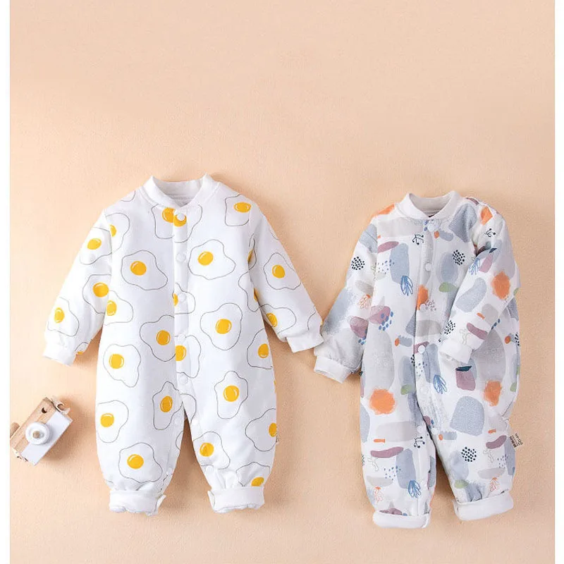 

0-9 Months Baby Plus Cotton Sleeping Bag Snap Pajamas Autumn Winter Newborn Supplies Machine Washable Quilted Sleeping Bag