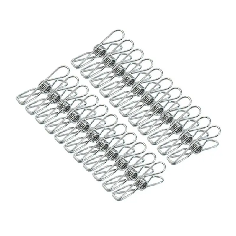 

20pcs Stainless Steel Clothes Pins Pegs Holders Windproof Clip Clothing Clamps Sealing Clip Household Clothespin Clips