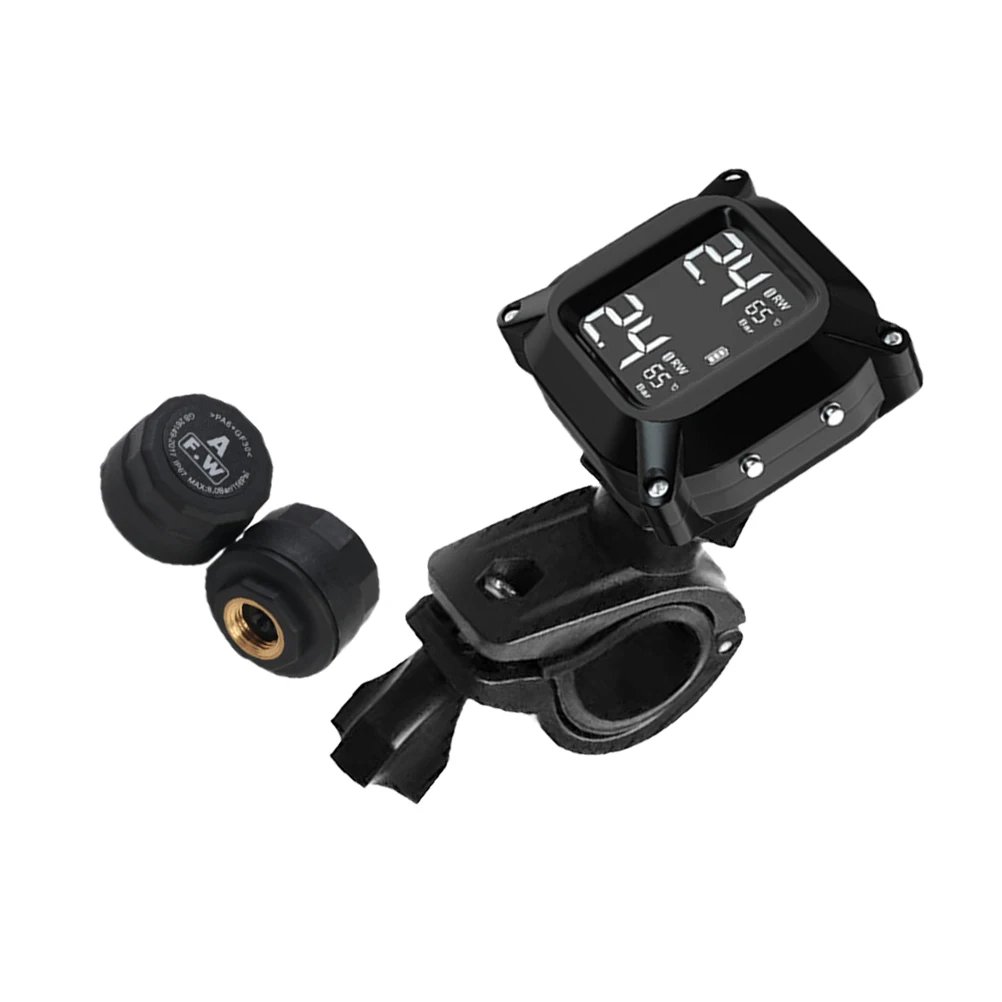 

2021 USB Solar Charging Motorcycle TPMS Motor Tire Pressure Tyre Temperature Monitoring Alarm System with 2 External Sensors