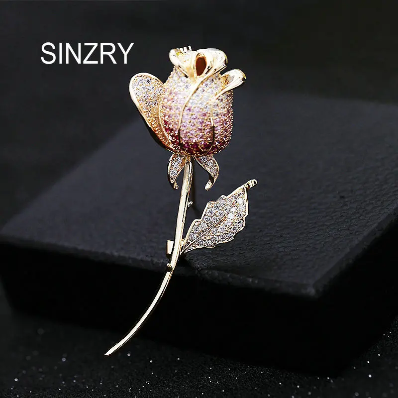SINZRY новые модные броши кубический цирконий Ослепительная роза цветок Элегантная