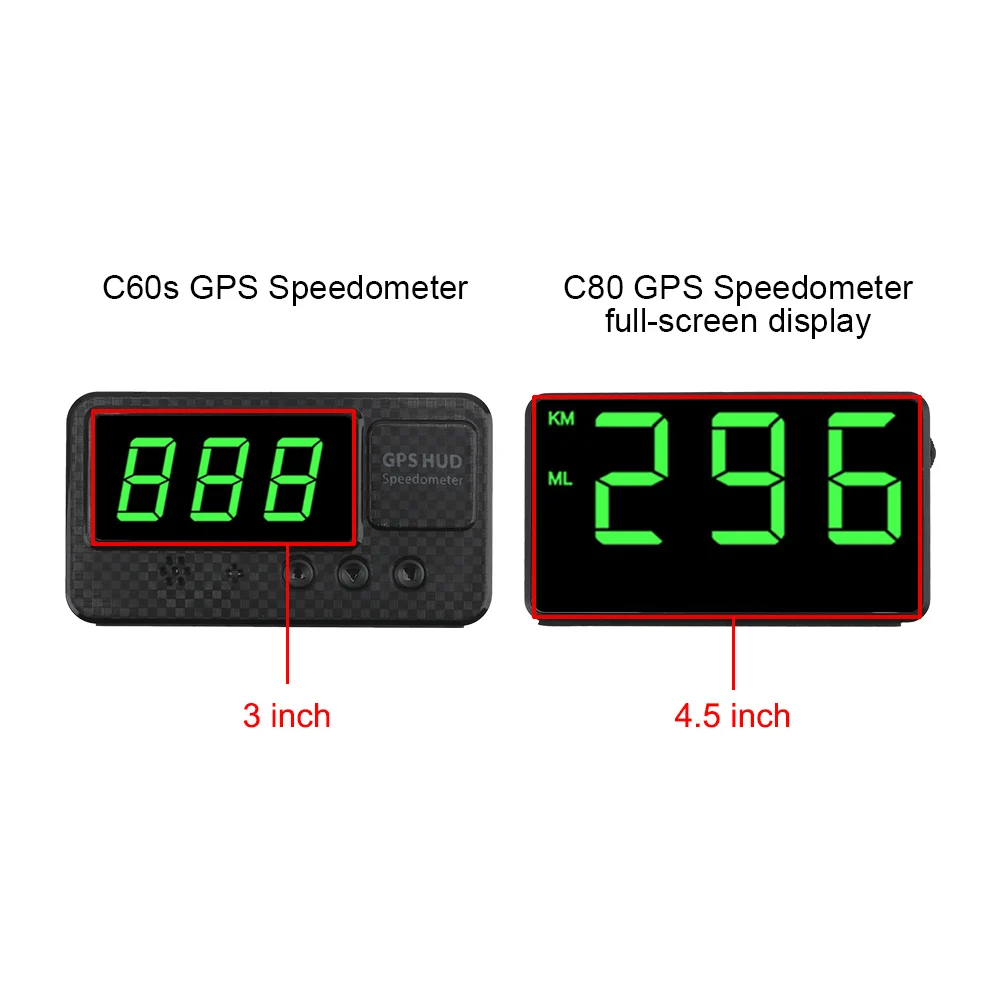Автомобильный GPS-дисплей C60s/C80 одометр с большим шрифтом светодиодный дисплей