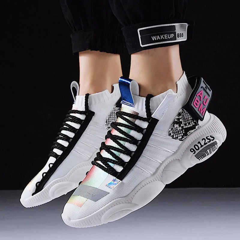 Мужские кроссовки-носки Sooneeya Discolor черные белые сетчатые универсальные для папы