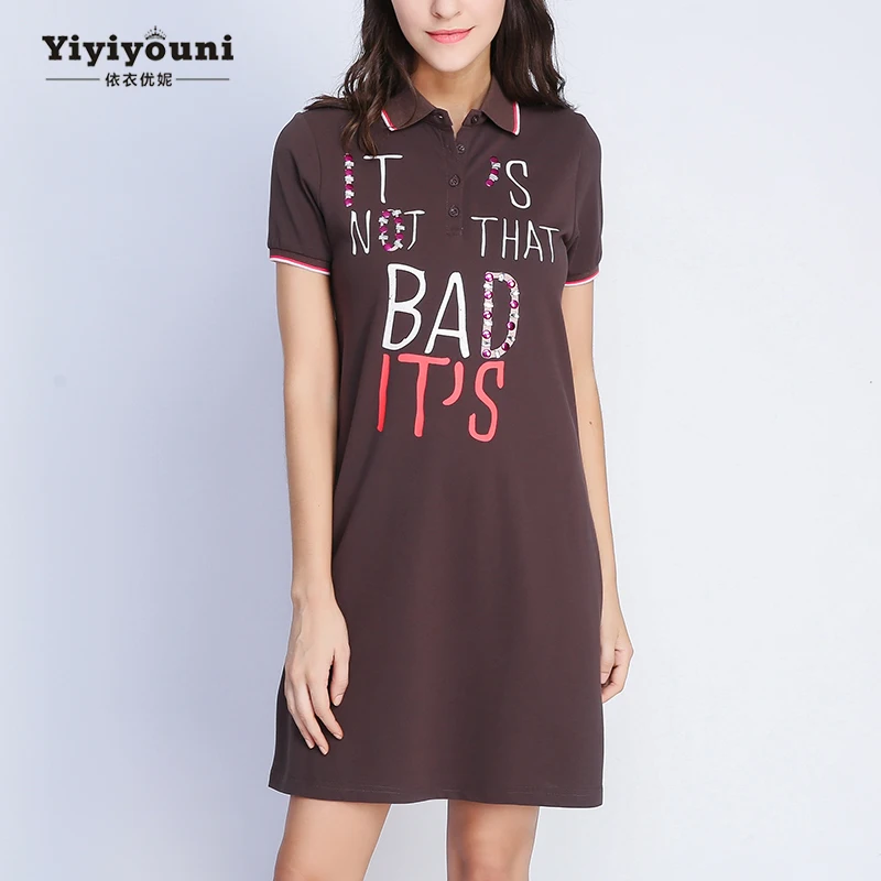 Миди пирнт горный хрусталь Футболка Платье женское поло воротник летний сарафан