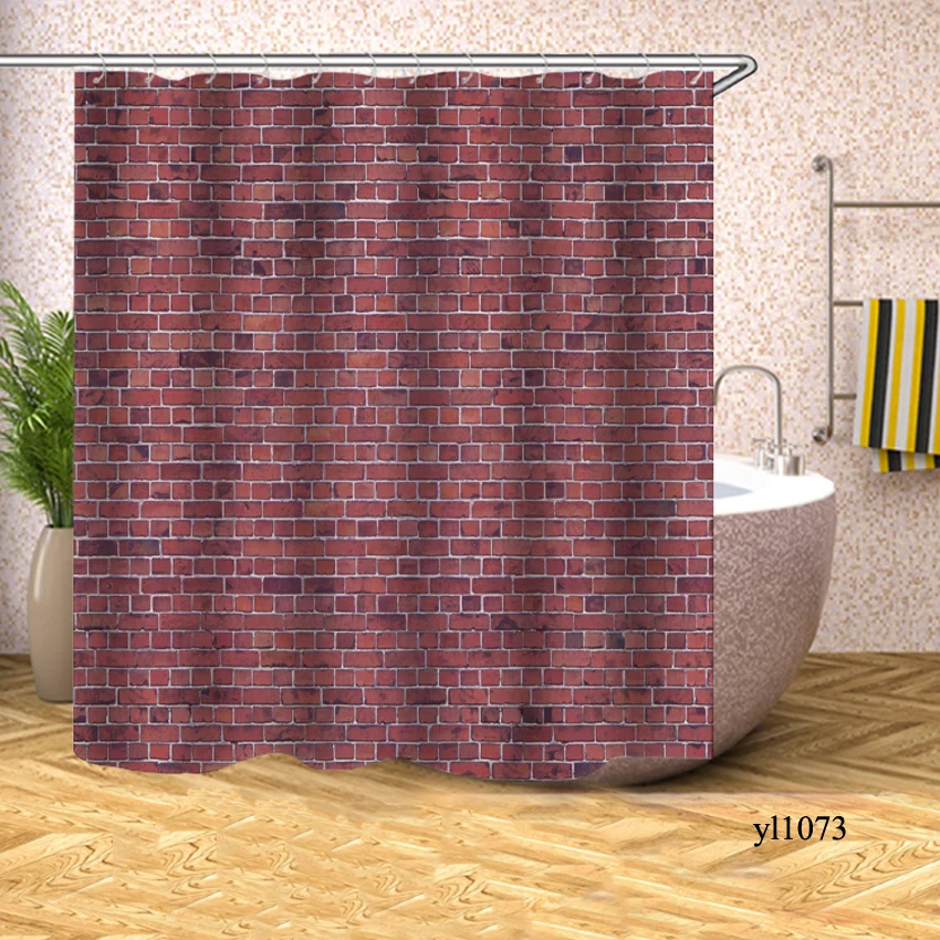 Pattern 18 3D занавеска для душа в ванную, Деревянный Рисунок кирпича, водонепроницаемая занавеска для ванной, занавеска для ванны, крышка для купания, большой широкий 12 крючков - Цвет: Pattern 18