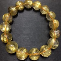 brazil natural gold rutilated quartz bracelet clear round beads 13mm women men beads wealthy stone aaaaaaa