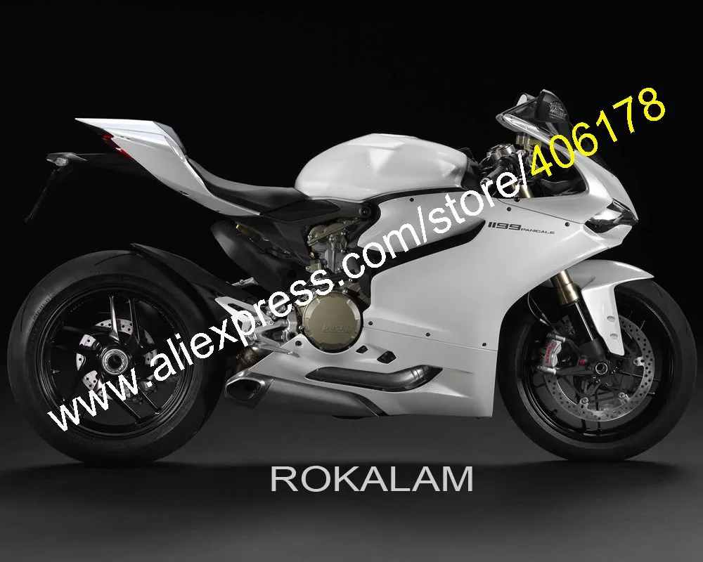 Полностью белые Обтекатели для кузова мотоцикла (литьё под давлением) Ducati Panigale 1199