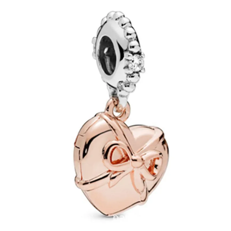 

Original 925 Sterling Silver Charm Rose Gold Heart Shape Openable Pendant Fit Pandora Women Bracelet & Necklace Diy Jewelry