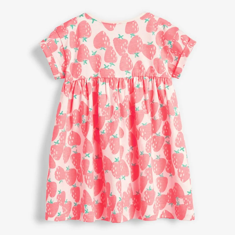 

Little Maven 2021 Summer Baby Girl Clothes Toddler Fruit Print Frocks Vestiods Strawberry Casual Cotton Dress for Kids 2-7 Years