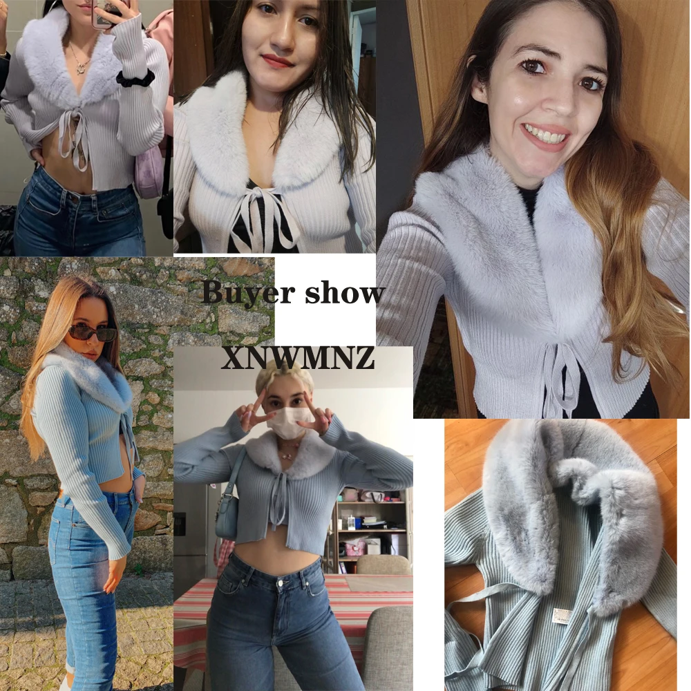 Женский вязаный кардиган XNWMNZ винтажный лоскутный из искусственного меха с