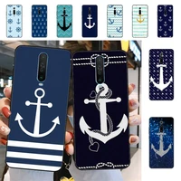 yndfcnb stripes anchor boat ship wheel phone case for redmi 5 6 7 8 9 a 5plus k20 4x 6 cover