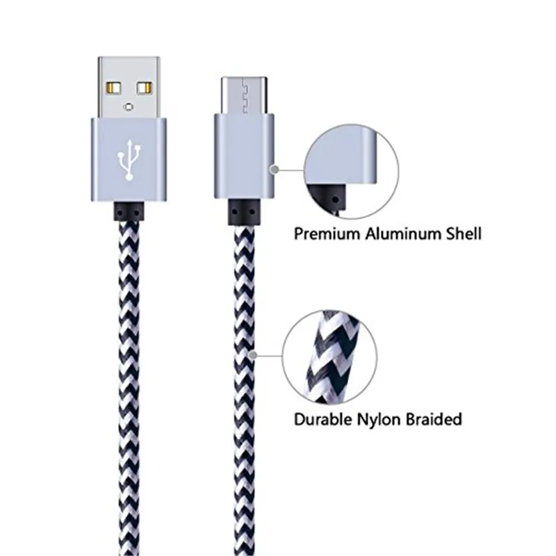 Кабель USB Type-C 1 м 2 3 Нейлоновый для синхронизации данных зарядное устройство Xiaomi
