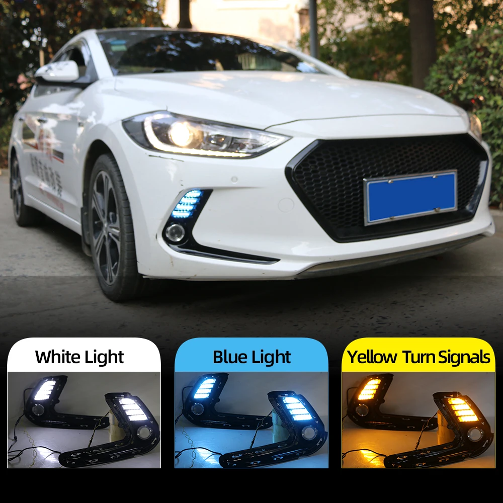 Car Flashing 1 Pair LED car DRL Daytime Running Light Daylight Waterproof Signal lamp lights for Hyundai Elantra 2016 2017 2018 |