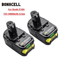 bonacell for ryobi 18v 6000mah p108 rb18l40 lithium rechargeable battery power tools battery bpl1820 p108 p109 p106 p105 p104