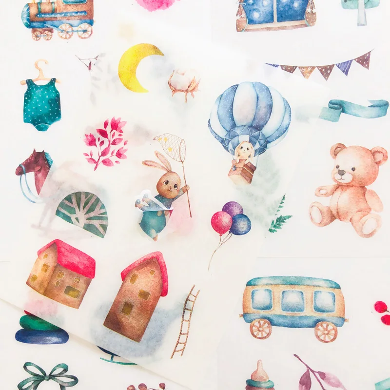 6 листов/упаковка сказок наклейки для дневника с изображением кролика и медведя