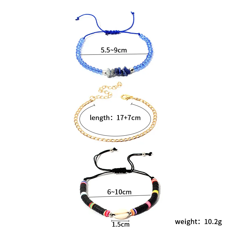 

Fashion Multilayer Chain Crystal Beading Bracelets Bohemia Natural Seashell Irregular Stone Bracelet Statement Jewelry for women