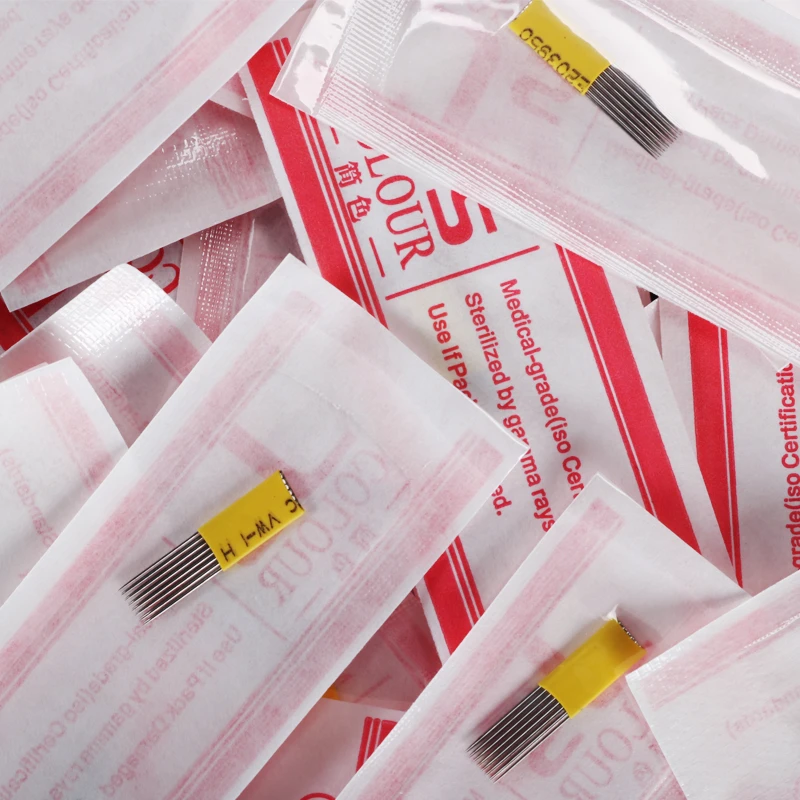 

50pcs 2Rows 15Pins Microblading Needles Blade Permanent Eyebrow Manual Beauty Makeup Tattoo Needles microblading needles nano