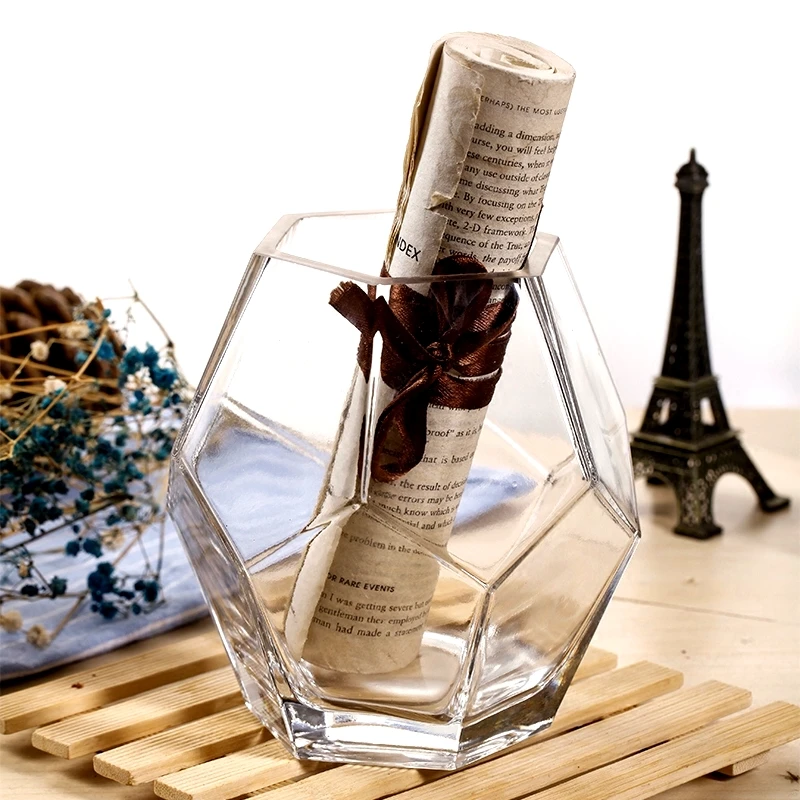 Прозрачная стеклянная ваза с кубиками льда для цветов Геометрическая кувшин