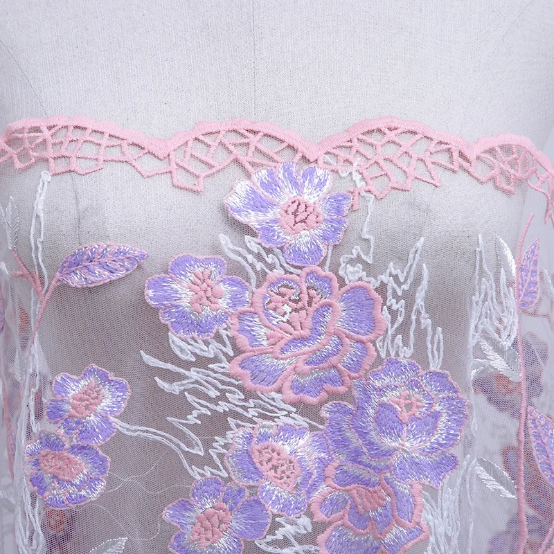 Розовый мягкий красочный вышитые кружева тюль платье свадебное ткань у двора