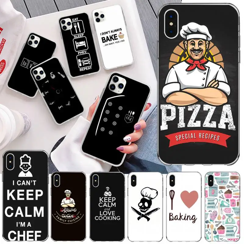 CUTEWANAN кухонная утварь для выпечки черный чехол шеф повара телефона iPhone 11 pro XS MAX 8 7 6