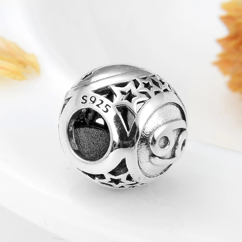 Новые 925 пробы Серебряные 12 созвездий раковые бусины Подвески для изготовления