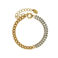 davini minimalist crystal zircon splicing chain wrap bracelet titanium steel plated 18k gold cuff bracelet jewelry