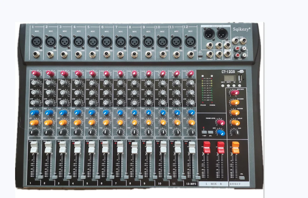 

12 way mixer with 48V phantom power power mixer with MP3 function